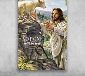 Jesus Christ Lovingly Caring For His Sheep Wallpaper
