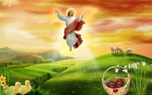 Jesus Christ, The Risen Savior, Emerging From The Tomb Wallpaper