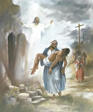 Jesus Christ Triumphantly Rising From The Tomb On Resurrection Sunday Wallpaper