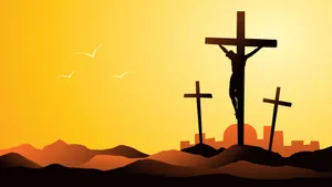 Jesus Crucified On The Cross Against A Dramatic Sky Wallpaper
