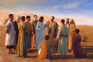 Jesus Disciples Gathered Together In Discussion Wallpaper