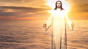 Jesus In Heaven On Vast Open Sea Wallpaper