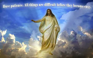 Jesus In Heaven With Typography Wallpaper