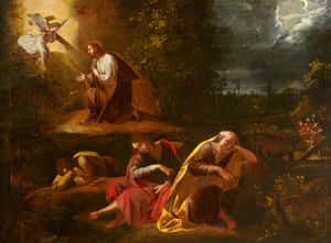 Jesus Praying In A Garden Of Gethsemane Wallpaper