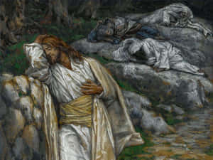 Jesus Praying In Humbleness. Wallpaper