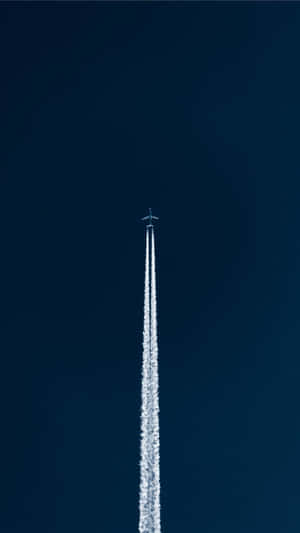 Jet Contrail Against Blue Sky Wallpaper