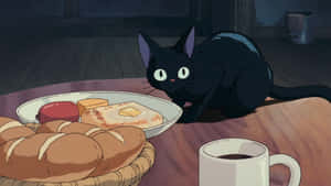 Jiji Cat - A Magical Black Cat Friend From Kiki's Delivery Service Wallpaper