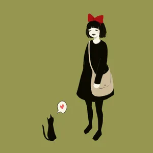 Jiji Cat Sitting On A Broomstick Wallpaper