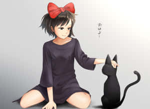 Jiji The Adorable Black Cat From Studio Ghibli's Kiki's Delivery Service Wallpaper