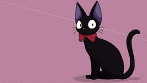 Jiji The Cat Perched On A Broomstick Wallpaper