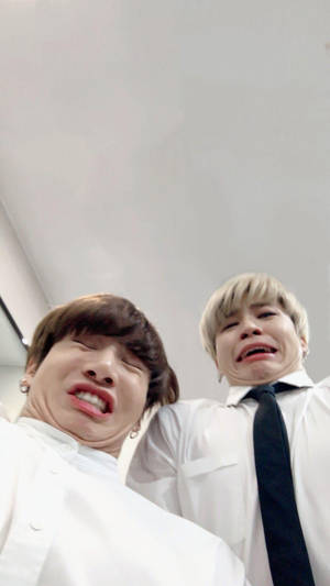 Jikook Black Tie Funny Faces Wallpaper