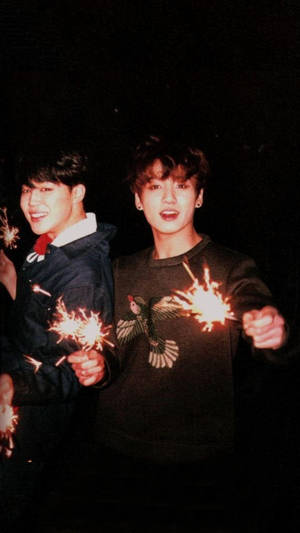 Jikook Firecrackers Dark Background Wallpaper