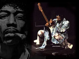 Jimi Hendrix Smoking And Squatting Wallpaper