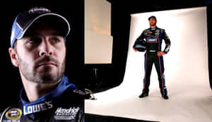 Jimmie Johnson Racing On The Track Wallpaper