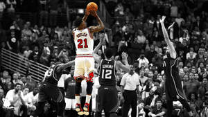 Jimmy Butler Clutch Winning Shot For The Chicago Bulls In An Epic Nba Matchup Wallpaper