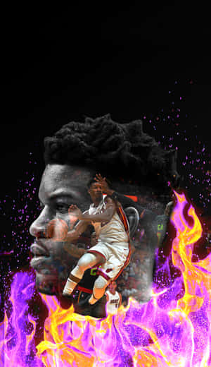 Jimmy Butler Miami Heat Flaming Artwork Wallpaper