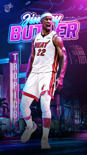 Jimmy Butler Miami Heat Vibrant Artwork Wallpaper