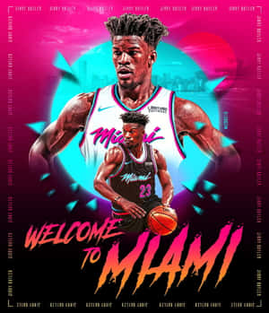 Jimmy Butler Welcometo Miami Heat Artwork Wallpaper
