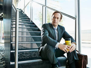 Jimmy Mcgill Descending A Staircase In Better Call Saul Wallpaper