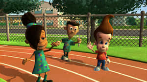 Jimmy Neutron Boy Genius Racing With Friends Wallpaper