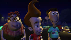 Jimmy Neutron Boy Genius Smiling With Friends Wallpaper