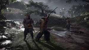 Jin Against Samurai Ghost Of Tsushima Wallpaper