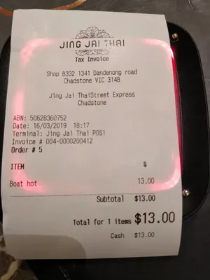 Jing Jai Thai Receipt Wallpaper