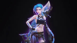 Jinx Arcane Glowing In Purple Wallpaper