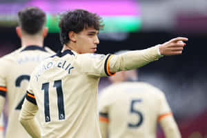 Joao Felix Pointing Direction On Field Wallpaper