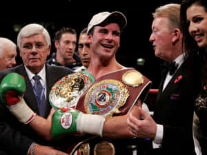 Joe Calzaghe Wins Two World Title Belts Wallpaper