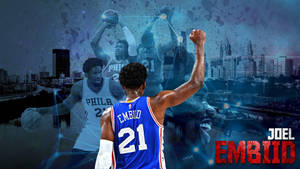 Joel Embiid Back View Wallpaper