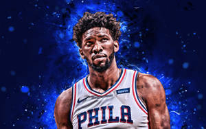 Joel Embiid Blue Neon Wallpaper