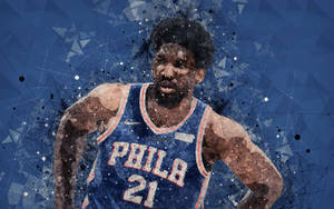 Joel Embiid Geometric Blue Wallpaper