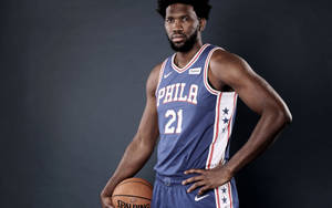 Joel Embiid In Dark Grey Wallpaper