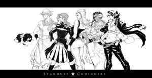 Joestar Group On Their Journey In Stardust Crusaders Wallpaper