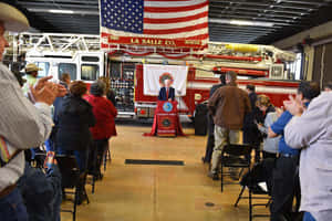 John Cornyn Speaking In A Fire Station Wallpaper