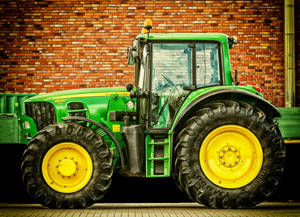 John Deere Tractor With Brick Wall Wallpaper