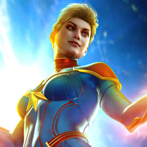 Join Captain Marvel On Her Epic Journey From The Palm Of Your Hands! Wallpaper