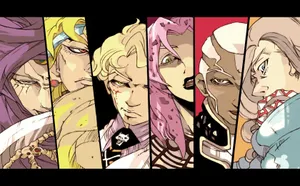 Jojo's Bizarre Adventure Stand Users Posing Together Wallpaper