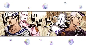 Jojolion Manga Series Art With Josuke Higashikata And Yasuho Hirose Wallpaper