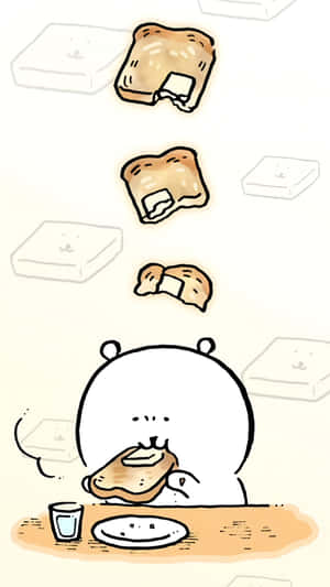 Joke Bear Eating Toast Wallpaper