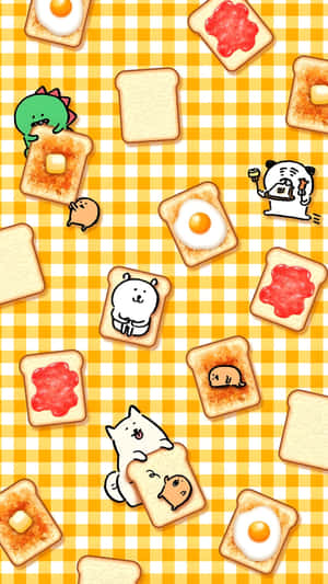 Joke Bear Toast Pattern Wallpaper