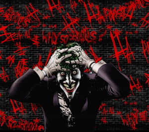 Joker In A Maniacal Laughter Scene Wallpaper