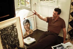 Jon Hamm Posing In Black And White Wallpaper