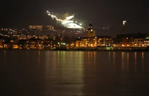 Jonkoping Night View Lake Vattern Sweden Wallpaper