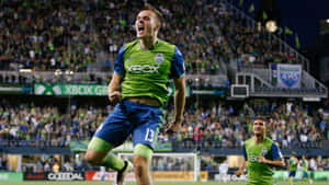 Jordan Morris In Seattle Sounders Versus Toronto Fc 2017 Wallpaper