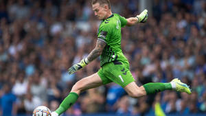 Jordan Pickford Doing Aggressive Kick Wallpaper