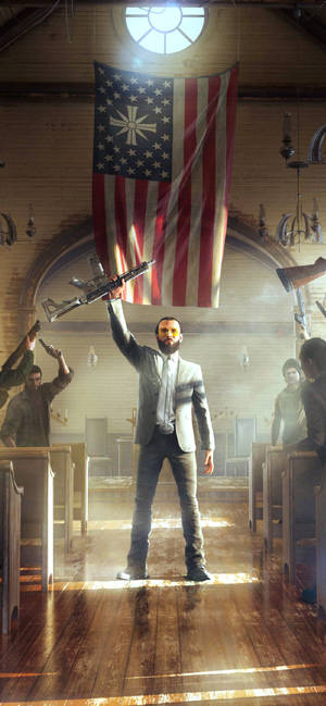 Joseph Raising Rifle Far Cry Iphone Wallpaper