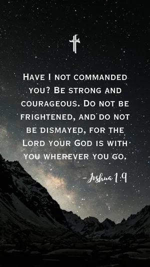 Joshua19 Inspirational Verse Starry Mountain Backdrop Wallpaper