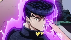 Josuke Higashikata Striking A Dynamic Pose In His Iconic Outfit Wallpaper